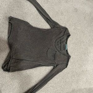 Free People Dark Gray Long Sleeve Tee